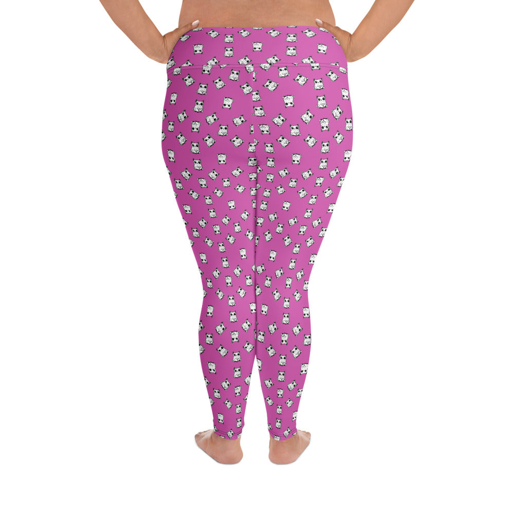 All-over-print leggings featuring adorable baby owlbears, crafted from a blend of 82% polyester and 18% spandex. Designed with four-way stretch fabric for flexible movement, raised waistband for a secure fit, and precision-cut and hand-sewn details. Perfect for lounging or active wear, these whimsical leggings combine playful style with comfort.