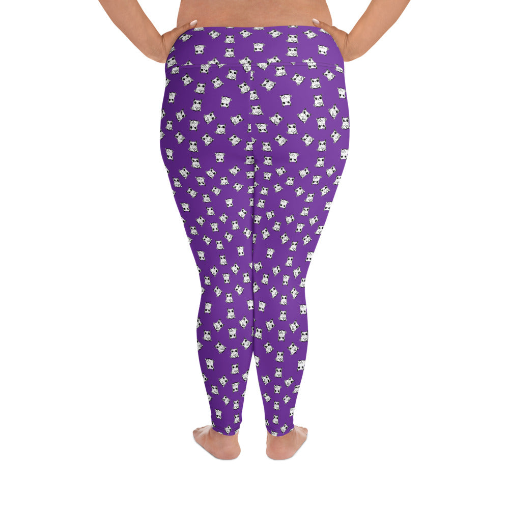 All-over-print leggings featuring adorable baby owlbears, crafted from a blend of 82% polyester and 18% spandex. Designed with four-way stretch fabric for flexible movement, raised waistband for a secure fit, and precision-cut and hand-sewn details. Perfect for lounging or active wear, these whimsical leggings combine playful style with comfort.