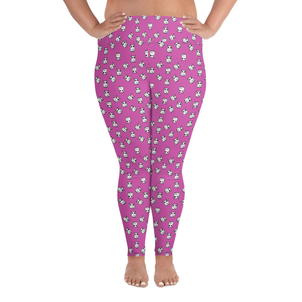 All-over-print leggings featuring adorable baby owlbears, crafted from a blend of 82% polyester and 18% spandex. Designed with four-way stretch fabric for flexible movement, raised waistband for a secure fit, and precision-cut and hand-sewn details. Perfect for lounging or active wear, these whimsical leggings combine playful style with comfort.