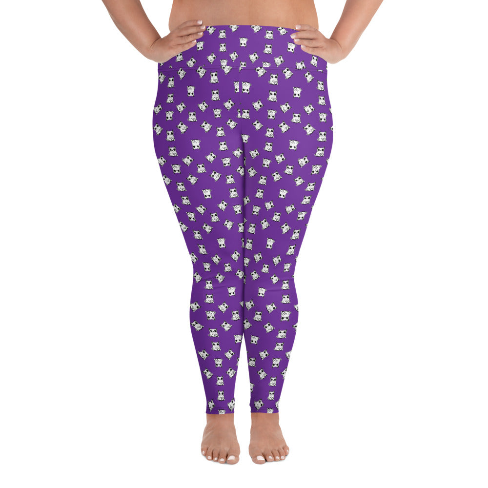 All-over-print leggings featuring adorable baby owlbears, crafted from a blend of 82% polyester and 18% spandex. Designed with four-way stretch fabric for flexible movement, raised waistband for a secure fit, and precision-cut and hand-sewn details. Perfect for lounging or active wear, these whimsical leggings combine playful style with comfort.
