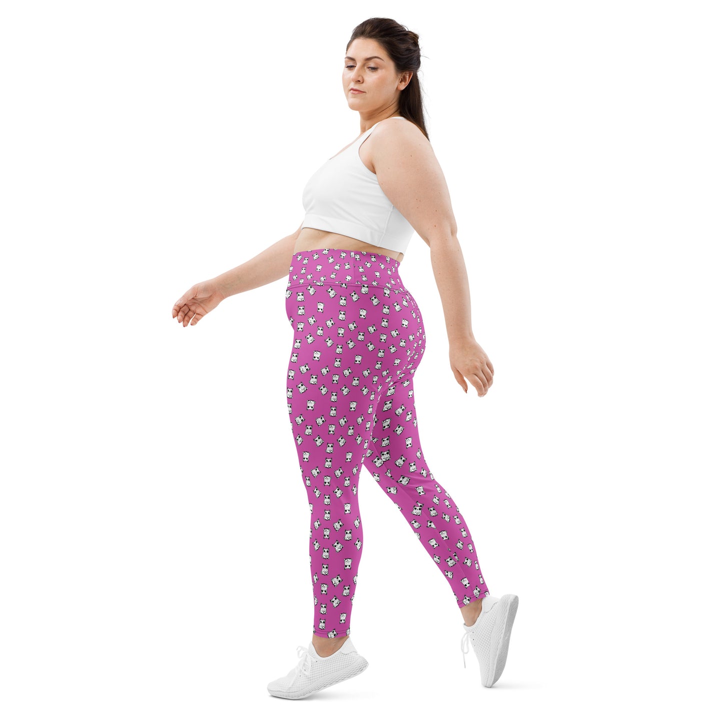 All-over-print leggings featuring adorable baby owlbears, crafted from a blend of 82% polyester and 18% spandex. Designed with four-way stretch fabric for flexible movement, raised waistband for a secure fit, and precision-cut and hand-sewn details. Perfect for lounging or active wear, these whimsical leggings combine playful style with comfort.