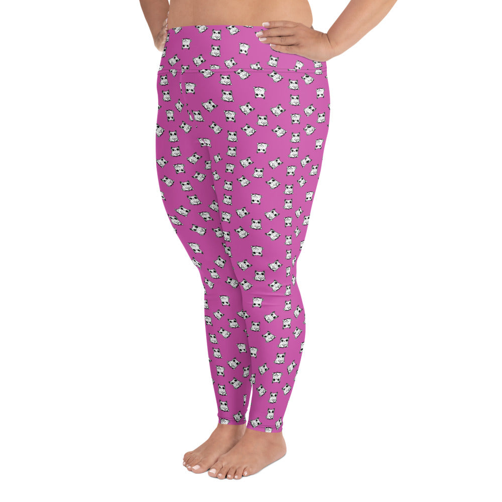 All-over-print leggings featuring adorable baby owlbears, crafted from a blend of 82% polyester and 18% spandex. Designed with four-way stretch fabric for flexible movement, raised waistband for a secure fit, and precision-cut and hand-sewn details. Perfect for lounging or active wear, these whimsical leggings combine playful style with comfort.