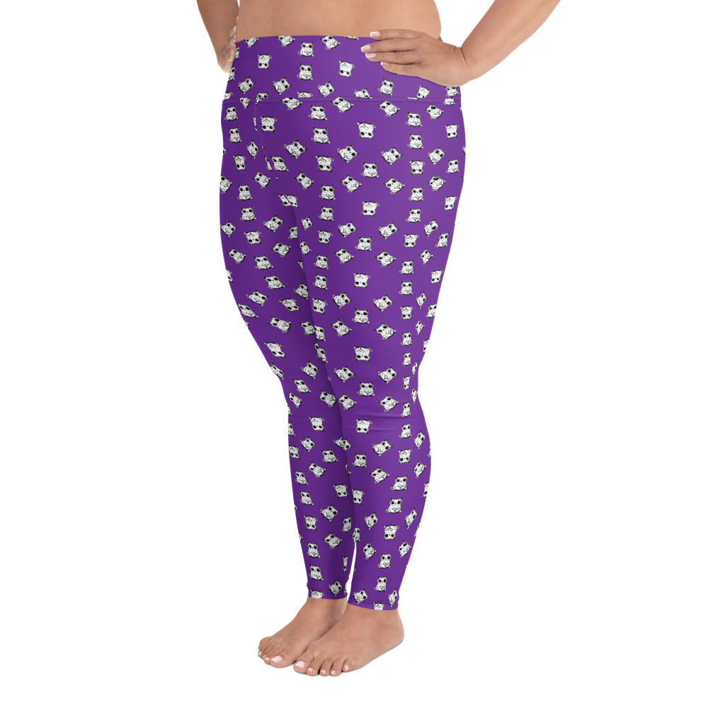 All-over-print leggings featuring adorable baby owlbears, crafted from a blend of 82% polyester and 18% spandex. Designed with four-way stretch fabric for flexible movement, raised waistband for a secure fit, and precision-cut and hand-sewn details. Perfect for lounging or active wear, these whimsical leggings combine playful style with comfort.