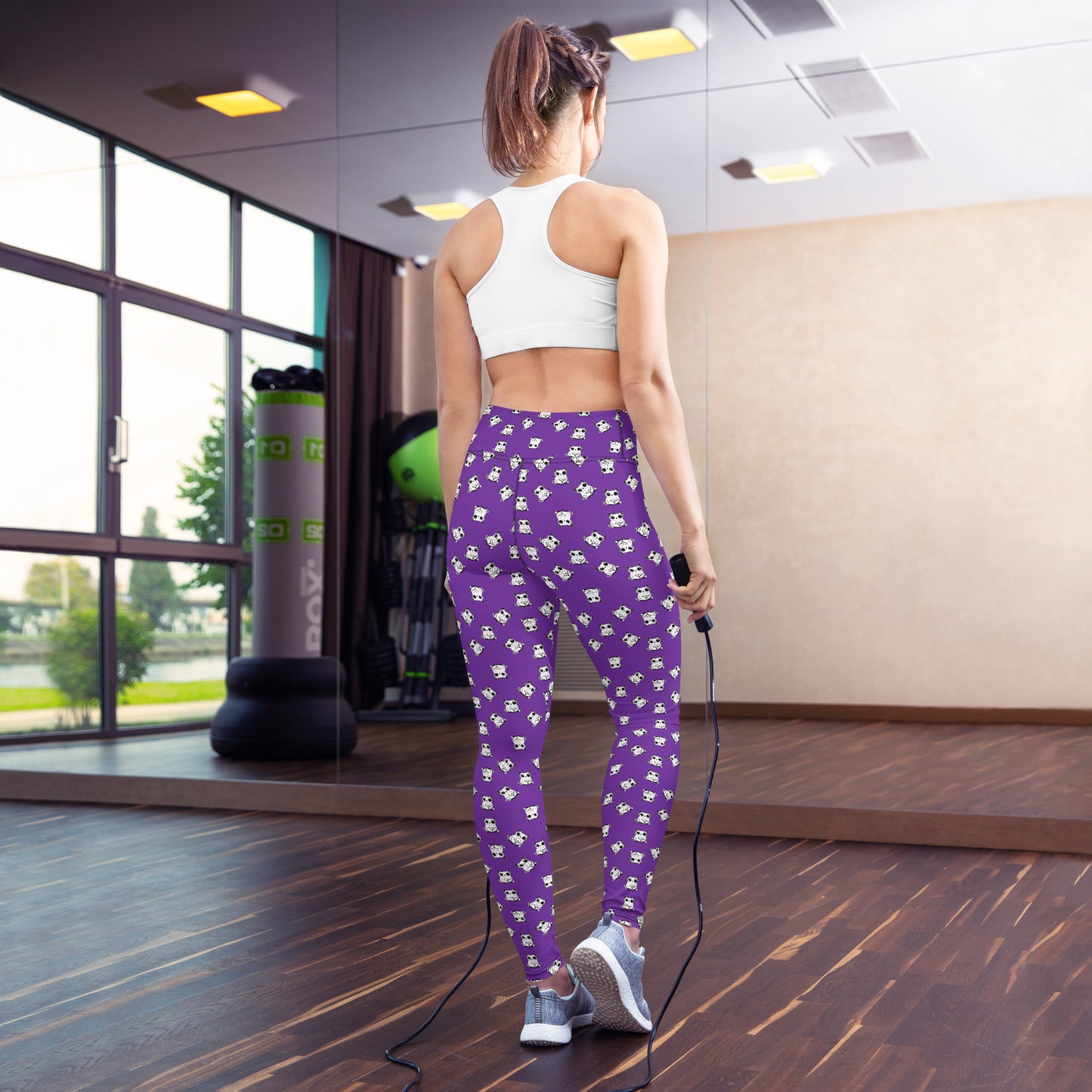 All-over-print leggings featuring adorable baby owlbears, crafted from a blend of 82% polyester and 18% spandex. Designed with four-way stretch fabric for flexible movement, raised waistband for a secure fit, and precision-cut and hand-sewn details. Perfect for lounging or active wear, these whimsical leggings combine playful style with comfort.