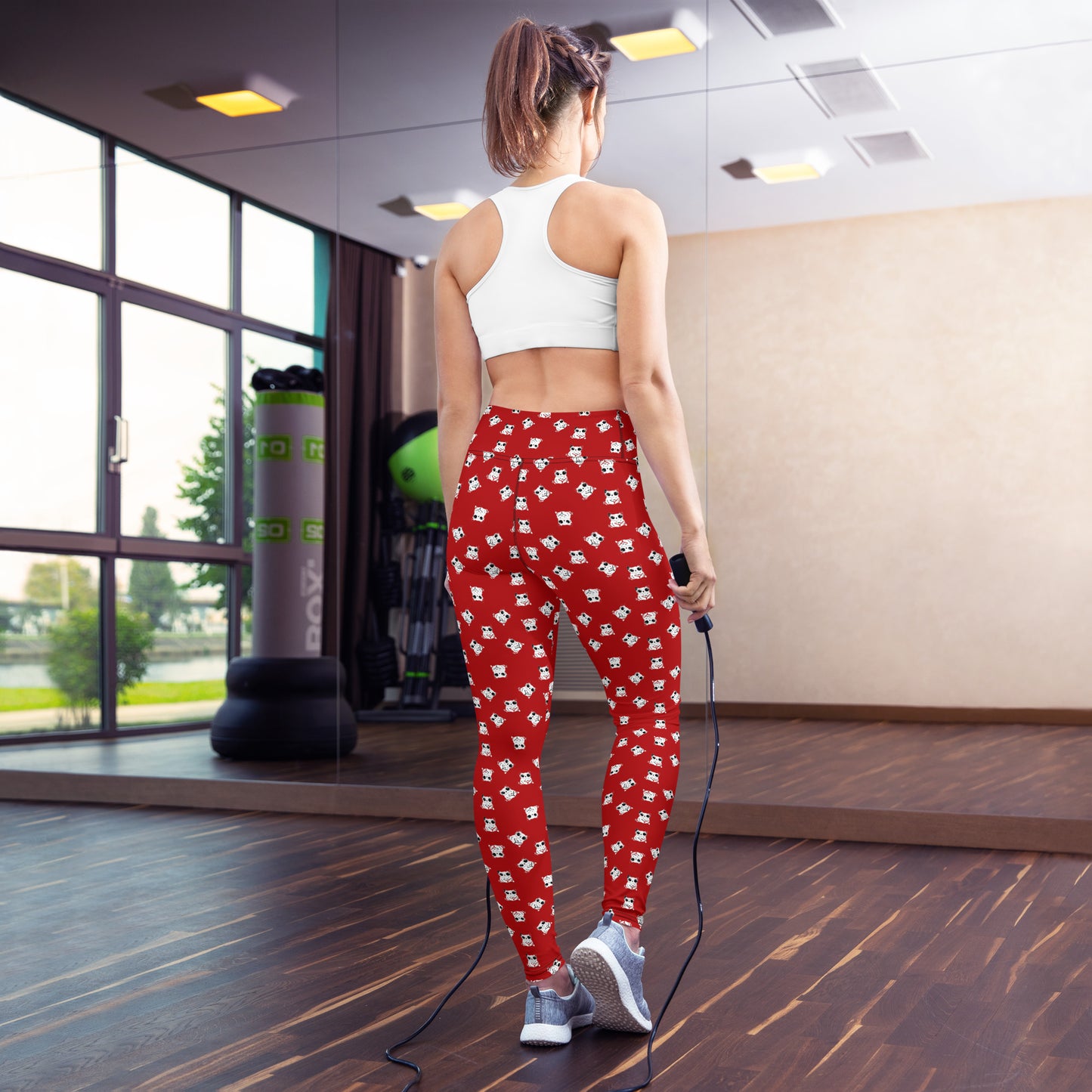 All-over-print leggings featuring adorable baby owlbears, crafted from a blend of 82% polyester and 18% spandex. Designed with four-way stretch fabric for flexible movement, raised waistband for a secure fit, and precision-cut and hand-sewn details. Perfect for lounging or active wear, these whimsical leggings combine playful style with comfort.