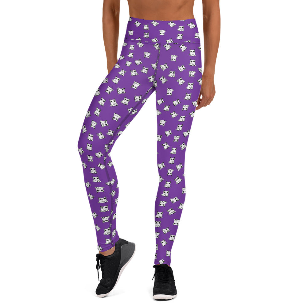 All-over-print leggings featuring adorable baby owlbears, crafted from a blend of 82% polyester and 18% spandex. Designed with four-way stretch fabric for flexible movement, raised waistband for a secure fit, and precision-cut and hand-sewn details. Perfect for lounging or active wear, these whimsical leggings combine playful style with comfort.