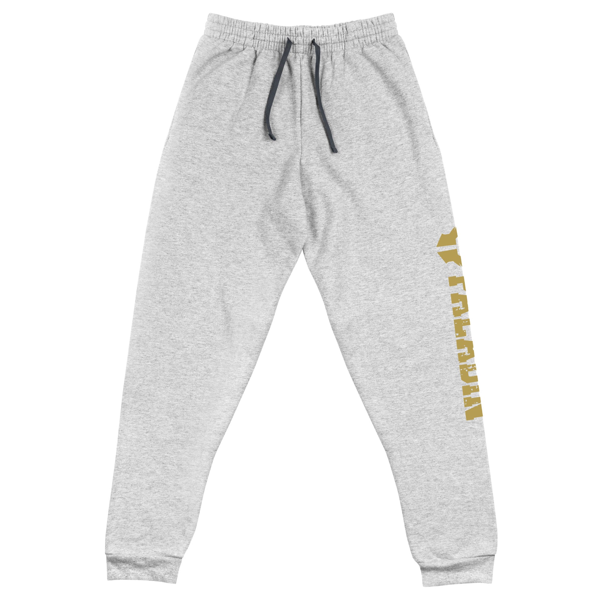 dnd paladin joggers crafted from a luxurious blend of 60% cotton and 40% polyester pre-shrunk fleece, featuring a soft and durable fabric weight of 7.2 oz/yd² (244 g/m²). Designed with a tapered fit, lower rise in the front, and longer rise in the back for optimal movement. Includes an elastic waistband with external drawcord for a customizable fit, 1×1 rib cuffs with spandex for stretch and recovery, and stylish side pockets. The joggers are adorned with a bold 'paladin' graphic on the left leg
