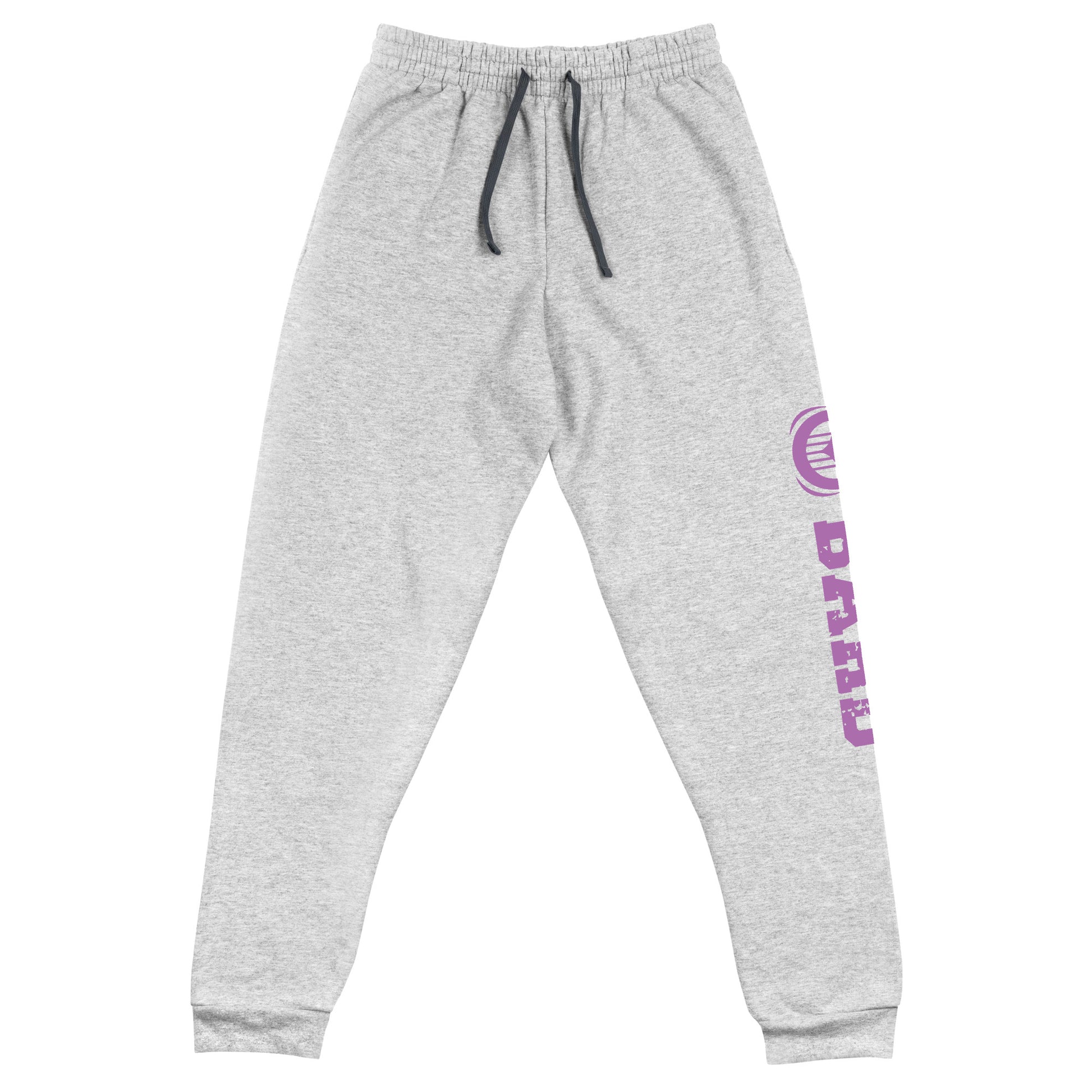 Bard joggers made from a premium blend of 60% cotton and 40% polyester pre-shrunk fleece, weighing 7.2 oz/yd² (244 g/m²) for comfort and durability. Designed with a tapered fit featuring a lower rise in the front and a longer rise in the back for ease of movement. Equipped with an elastic waistband and external drawcord for a customizable fit, 1×1 rib cuffs with spandex for flexibility and recovery, stylish side pockets, and a bold 'Bard' graphic along the left leg, perfect for adventurers and storytellers