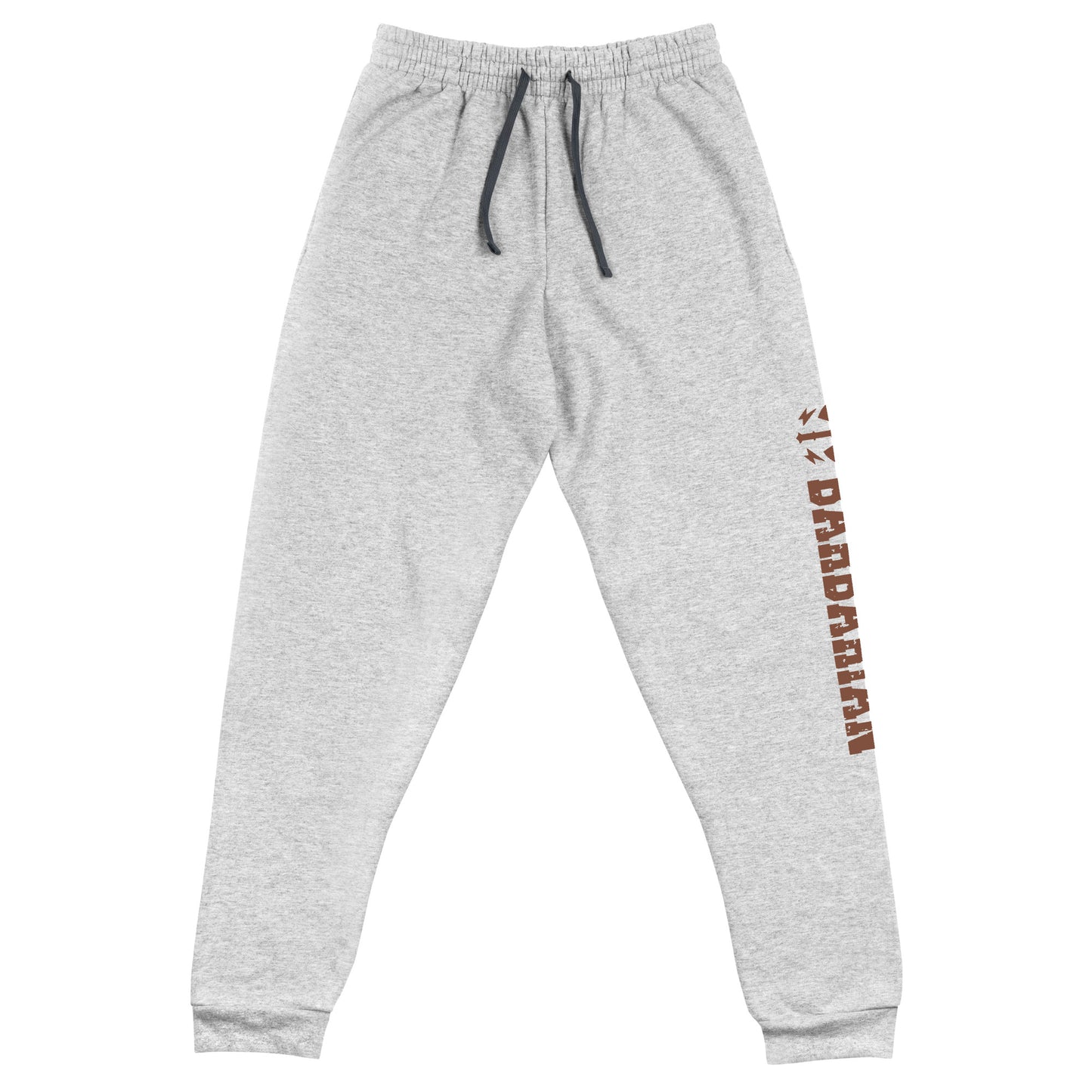 Barbarian joggers crafted from a luxurious blend of 60% cotton and 40% polyester pre-shrunk fleece, featuring a substantial fabric weight of 7.2 oz/yd² (244 g/m²). Designed with a tapered fit, lower rise front, and longer rise back for optimal movement. Equipped with an elastic waistband and external drawcord for a personalized fit, 1×1 rib cuffs with spandex for stretch and recovery, stylish contrast color drawcords, side pockets, and a bold 'Barbarian' graphic along the left leg, perfect for any adventure