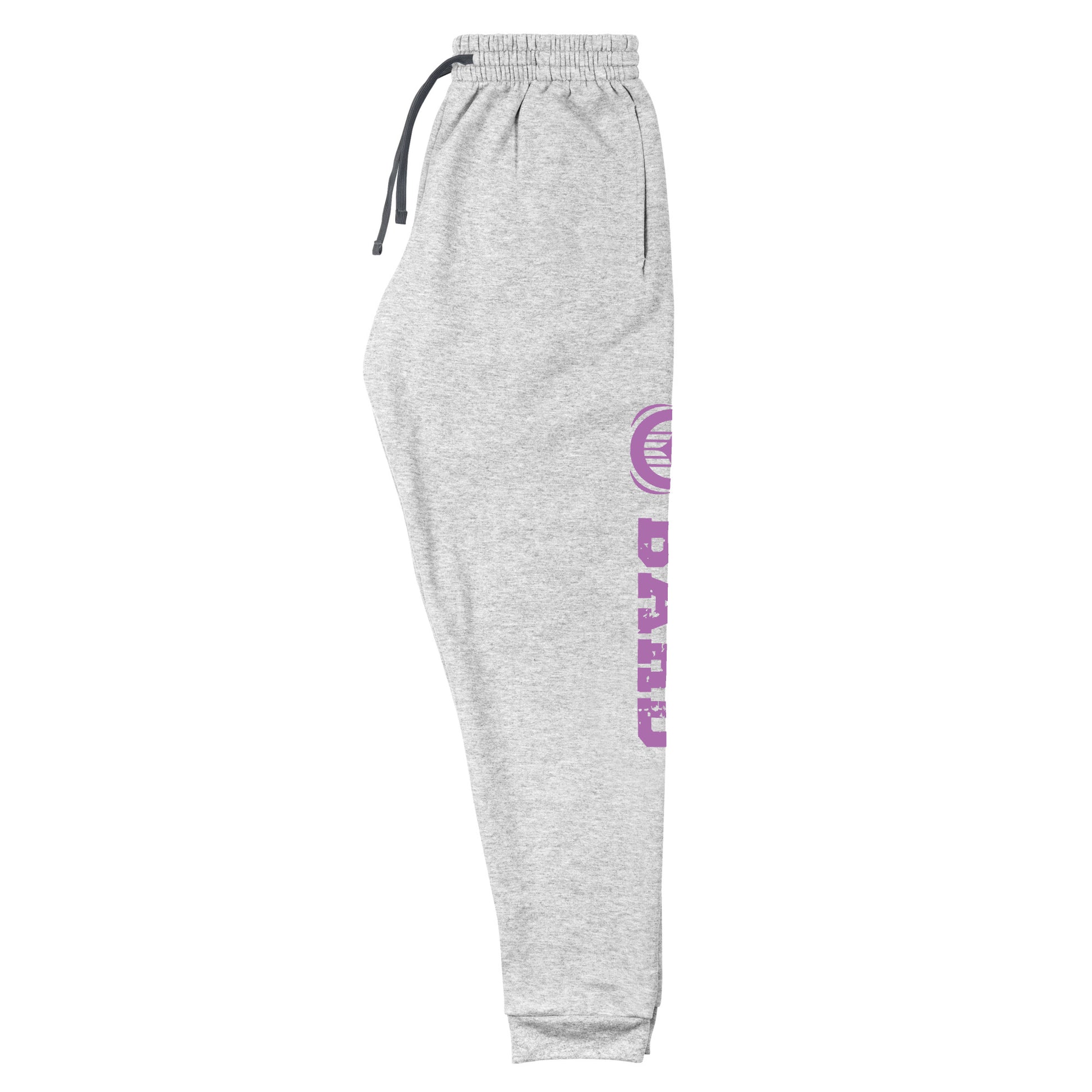 Bard joggers made from a premium blend of 60% cotton and 40% polyester pre-shrunk fleece, weighing 7.2 oz/yd² (244 g/m²) for comfort and durability. Designed with a tapered fit featuring a lower rise in the front and a longer rise in the back for ease of movement. Equipped with an elastic waistband and external drawcord for a customizable fit, 1×1 rib cuffs with spandex for flexibility and recovery, stylish side pockets, and a bold 'Bard' graphic along the left leg, perfect for adventurers and storytellers