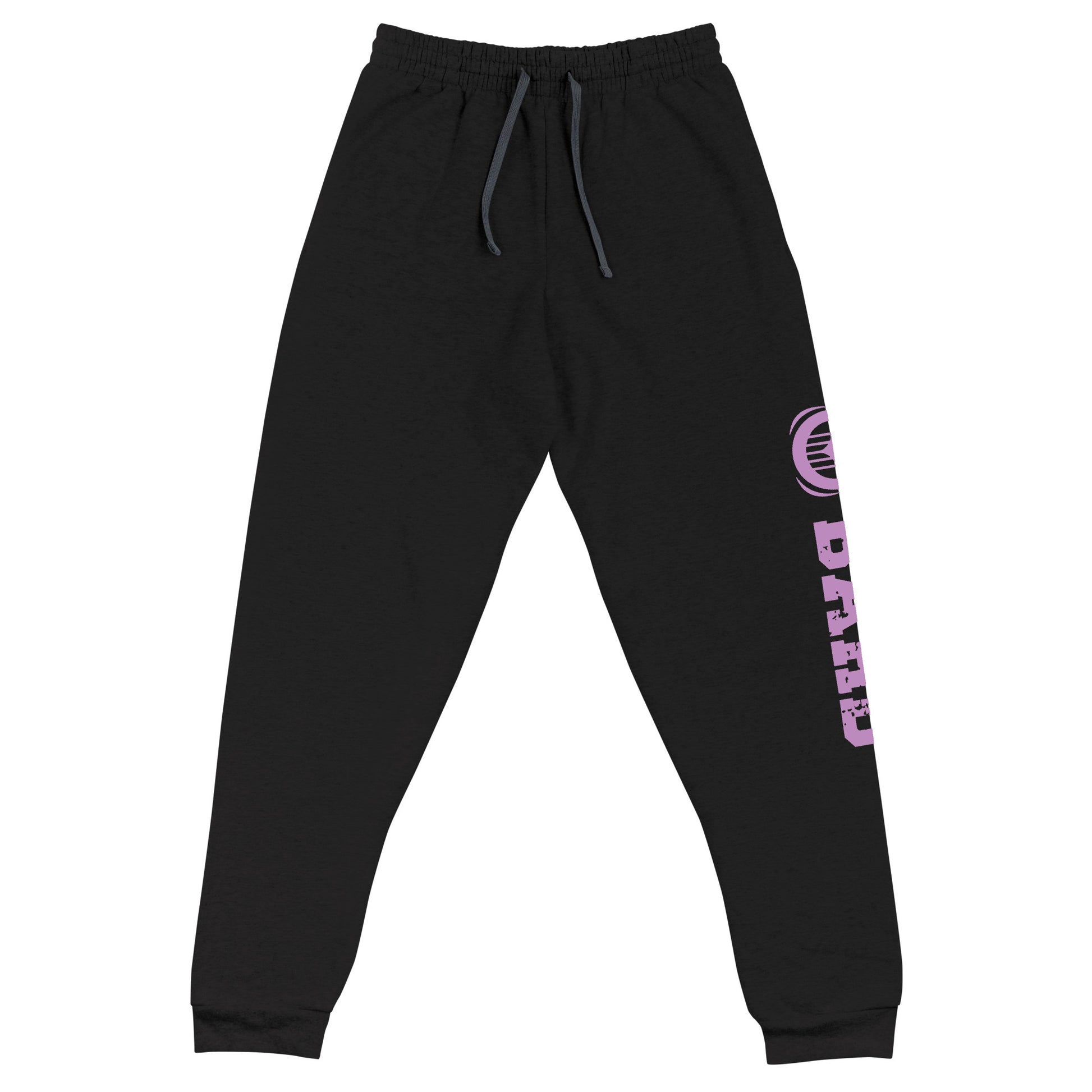 Bard joggers made from a premium blend of 60% cotton and 40% polyester pre-shrunk fleece, weighing 7.2 oz/yd² (244 g/m²) for comfort and durability. Designed with a tapered fit featuring a lower rise in the front and a longer rise in the back for ease of movement. Equipped with an elastic waistband and external drawcord for a customizable fit, 1×1 rib cuffs with spandex for flexibility and recovery, stylish side pockets, and a bold 'Bard' graphic along the left leg, perfect for adventurers and storytellers