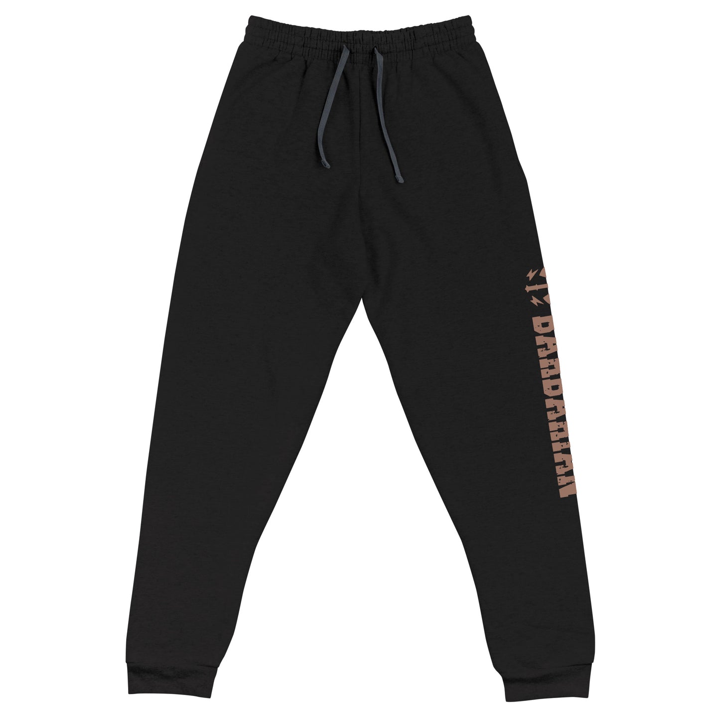 Barbarian joggers crafted from a luxurious blend of 60% cotton and 40% polyester pre-shrunk fleece, featuring a substantial fabric weight of 7.2 oz/yd² (244 g/m²). Designed with a tapered fit, lower rise front, and longer rise back for optimal movement. Equipped with an elastic waistband and external drawcord for a personalized fit, 1×1 rib cuffs with spandex for stretch and recovery, stylish contrast color drawcords, side pockets, and a bold 'Barbarian' graphic along the left leg, perfect for any adventure