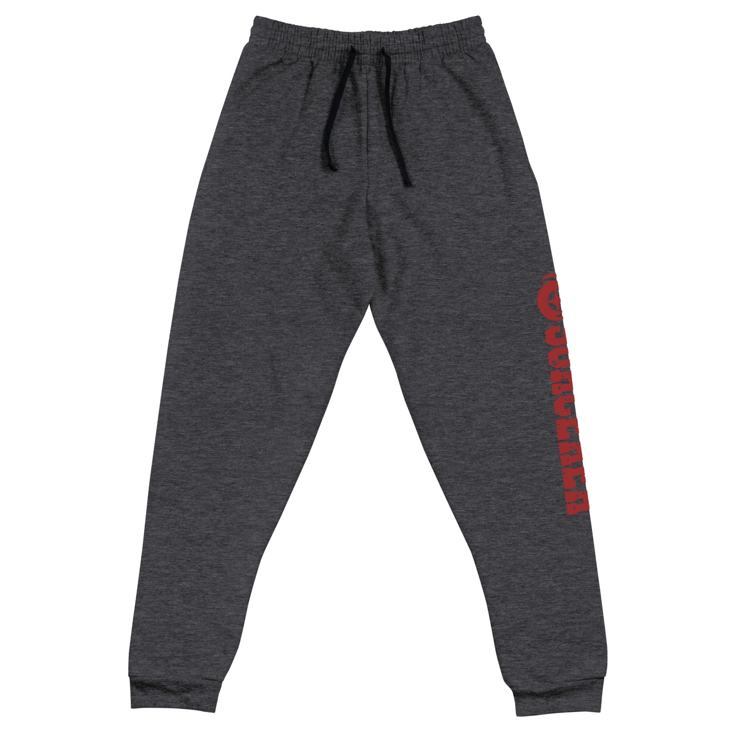 uxurious blend of 60% cotton and 40% polyester pre-shrunk fleece, featuring a soft and durable fabric weight of 7.2 oz/yd² (244 g/m²). Designed with a tapered fit, lower rise in the front, and longer rise in the back for optimal movement. Includes an elastic waistband with external drawcord for a customizable fit, 1×1 rib cuffs with spandex for stretch and recovery, and stylish side pockets. The joggers are adorned with a bold 'sorcerer' graphic on the left leg