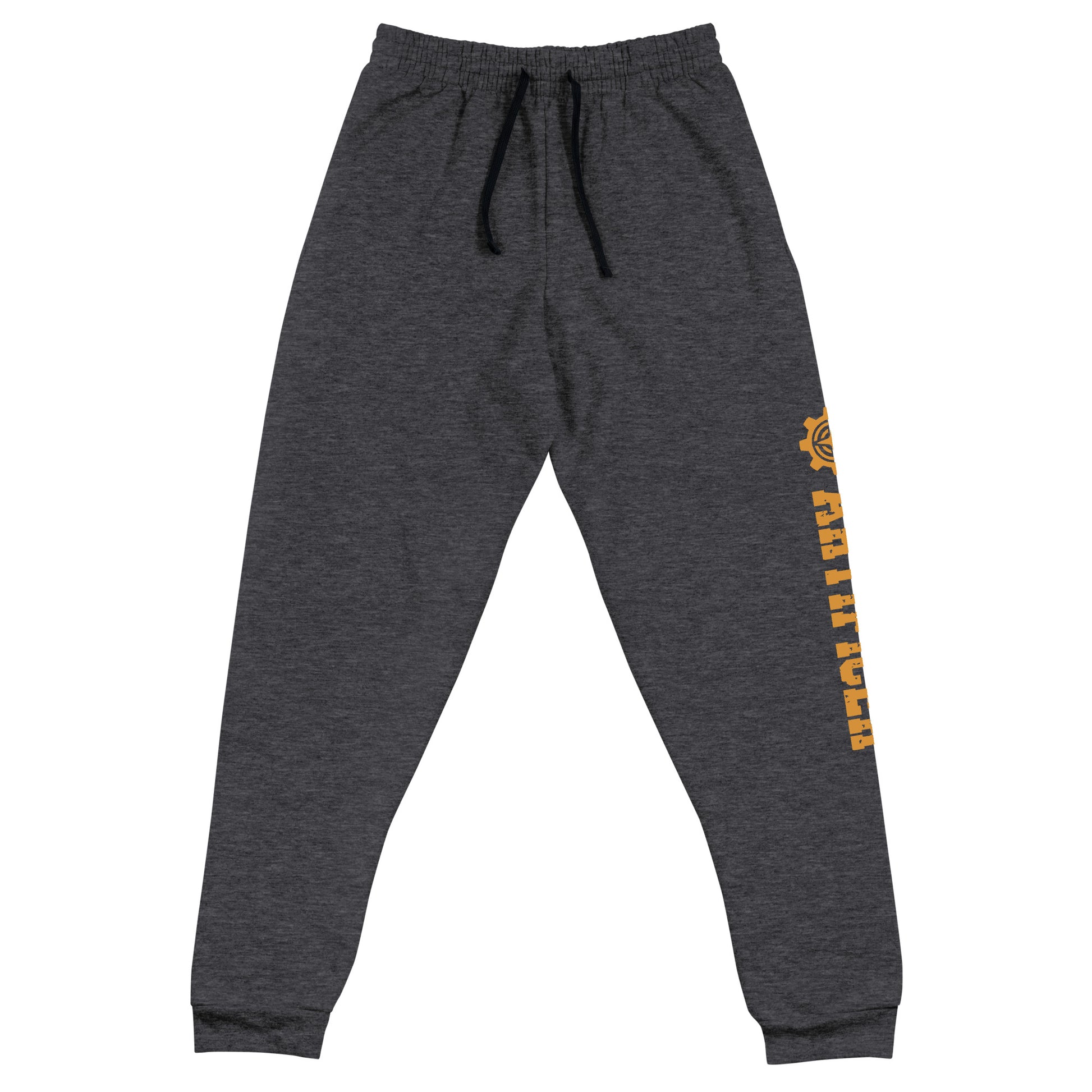Artificer joggers made from a premium blend of 60% cotton and 40% polyester pre-shrunk fleece, featuring a tapered fit with lower rise front and longer rise back, elastic waistband with external drawcord, stylish contrast detailing, and side pockets, showcasing a bold 'Artificer' graphic along the left leg, perfect for comfort and creativity during gaming sessions or casual wear.