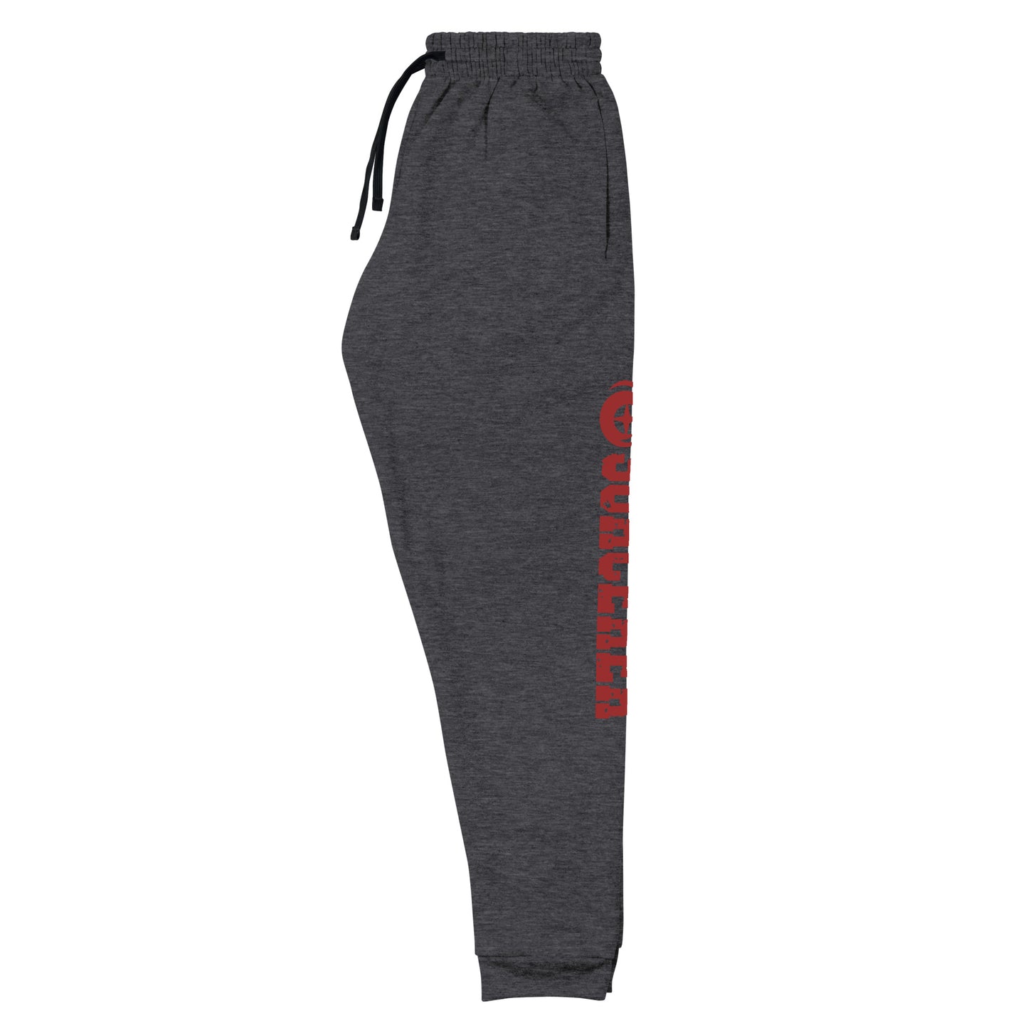 uxurious blend of 60% cotton and 40% polyester pre-shrunk fleece, featuring a soft and durable fabric weight of 7.2 oz/yd² (244 g/m²). Designed with a tapered fit, lower rise in the front, and longer rise in the back for optimal movement. Includes an elastic waistband with external drawcord for a customizable fit, 1×1 rib cuffs with spandex for stretch and recovery, and stylish side pockets. The joggers are adorned with a bold 'sorcerer' graphic on the left leg