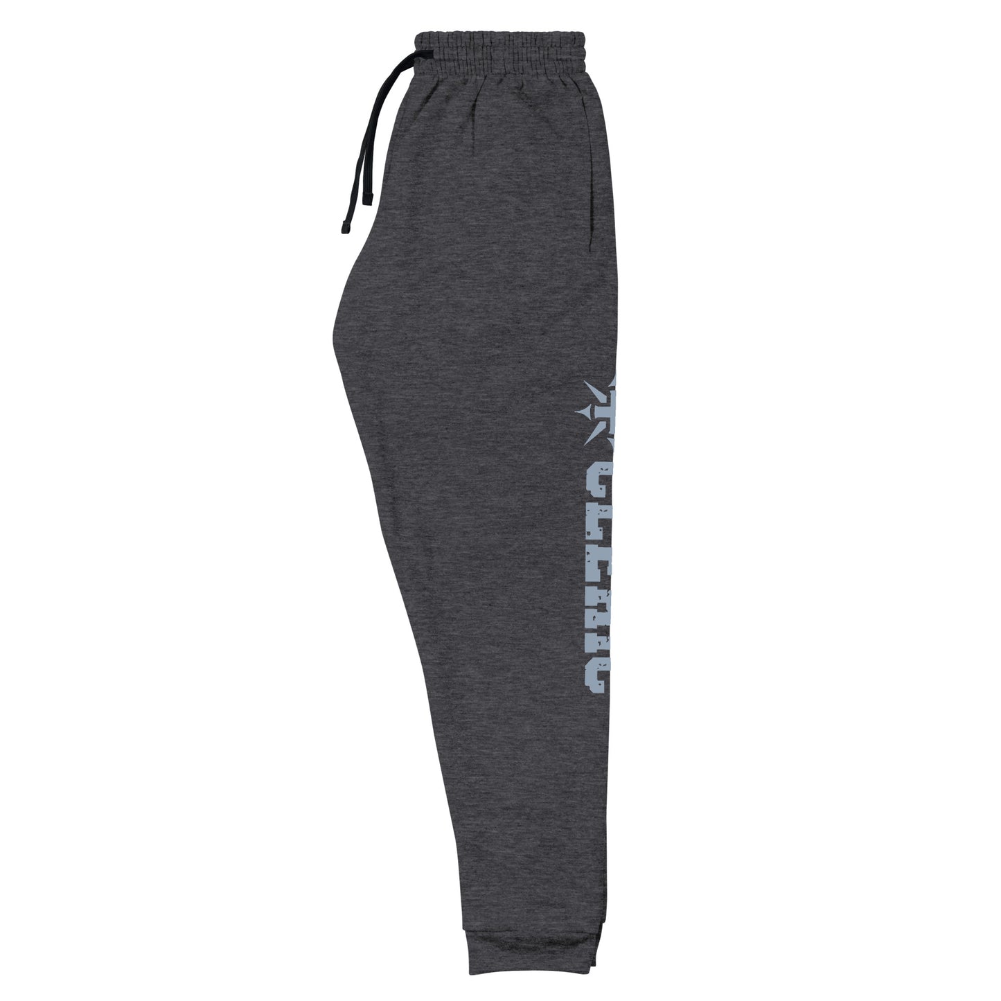Cleric joggers made from a cozy blend of 60% cotton and 40% polyester pre-shrunk fleece, for durability and softness. Designed with a tapered fit featuring a lower rise in the front and a longer rise in the back for a flattering silhouette. Equipped with an elastic waistband and external drawcord for a customizable fit, 1×1 rib cuffs with spandex for stretch and recovery, stylish side pockets, and a striking 'Cleric' graphic along the left leg, ideal for adventurers and healers.