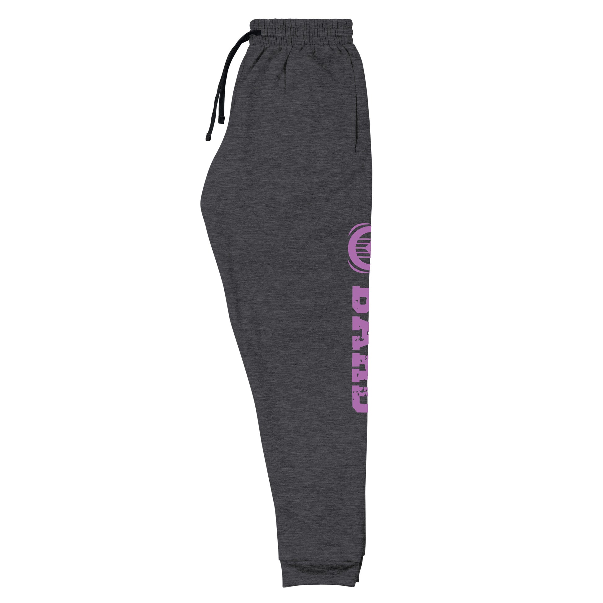 Bard joggers made from a premium blend of 60% cotton and 40% polyester pre-shrunk fleece, weighing 7.2 oz/yd² (244 g/m²) for comfort and durability. Designed with a tapered fit featuring a lower rise in the front and a longer rise in the back for ease of movement. Equipped with an elastic waistband and external drawcord for a customizable fit, 1×1 rib cuffs with spandex for flexibility and recovery, stylish side pockets, and a bold 'Bard' graphic along the left leg, perfect for adventurers and storytellers