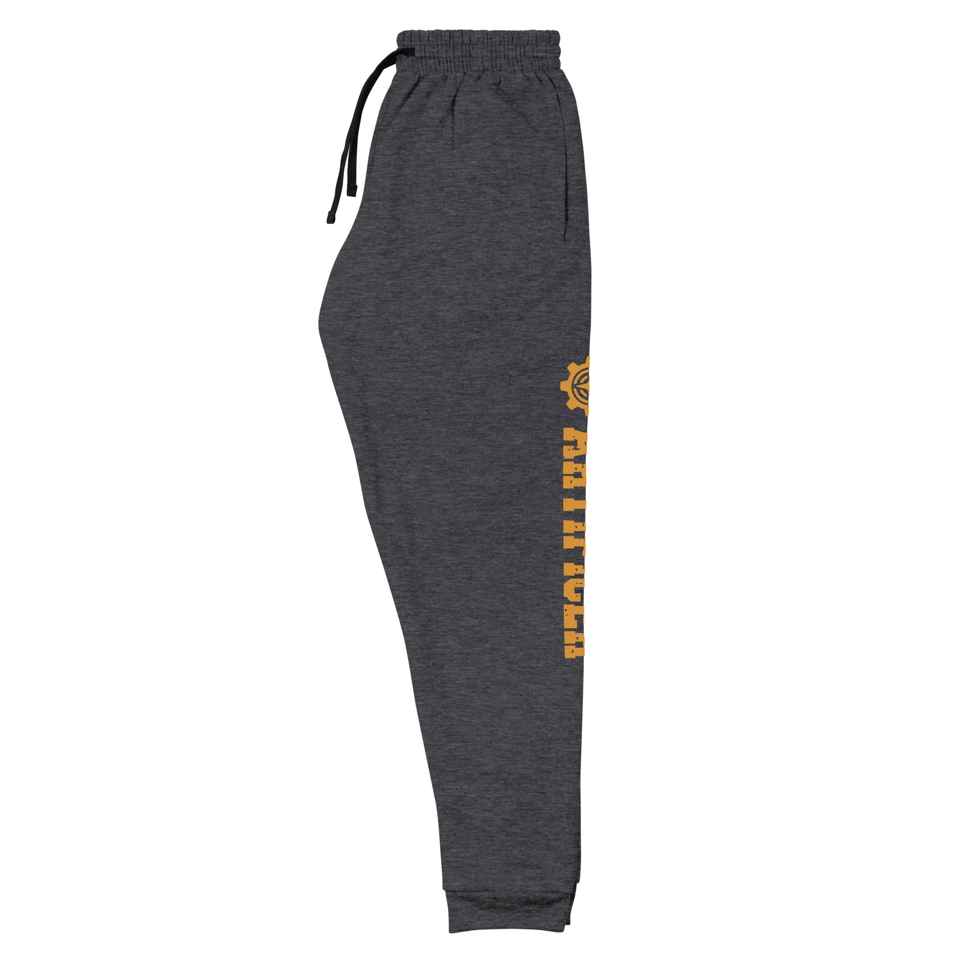 Artificer joggers made from a premium blend of 60% cotton and 40% polyester pre-shrunk fleece, featuring a tapered fit with lower rise front and longer rise back, elastic waistband with external drawcord, stylish contrast detailing, and side pockets, showcasing a bold 'Artificer' graphic along the left leg, perfect for comfort and creativity during gaming sessions or casual wear.