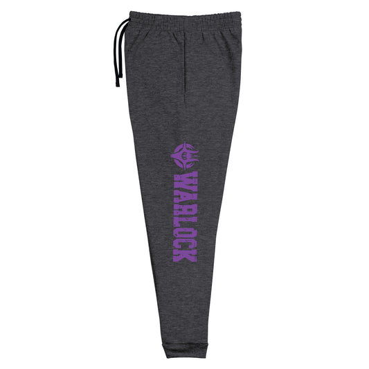 dnd warlock joggers, uxurious blend of 60% cotton and 40% polyester pre-shrunk fleece. Designed with a tapered fit, lower rise in the front, and longer rise in the back for optimal movement. Includes an elastic waistband with external drawcord for a customizable fit, 1×1 rib cuffs with spandex for stretch and recovery, and stylish side pockets. The joggers are adorned with a bold 'warlock' down the left leg
