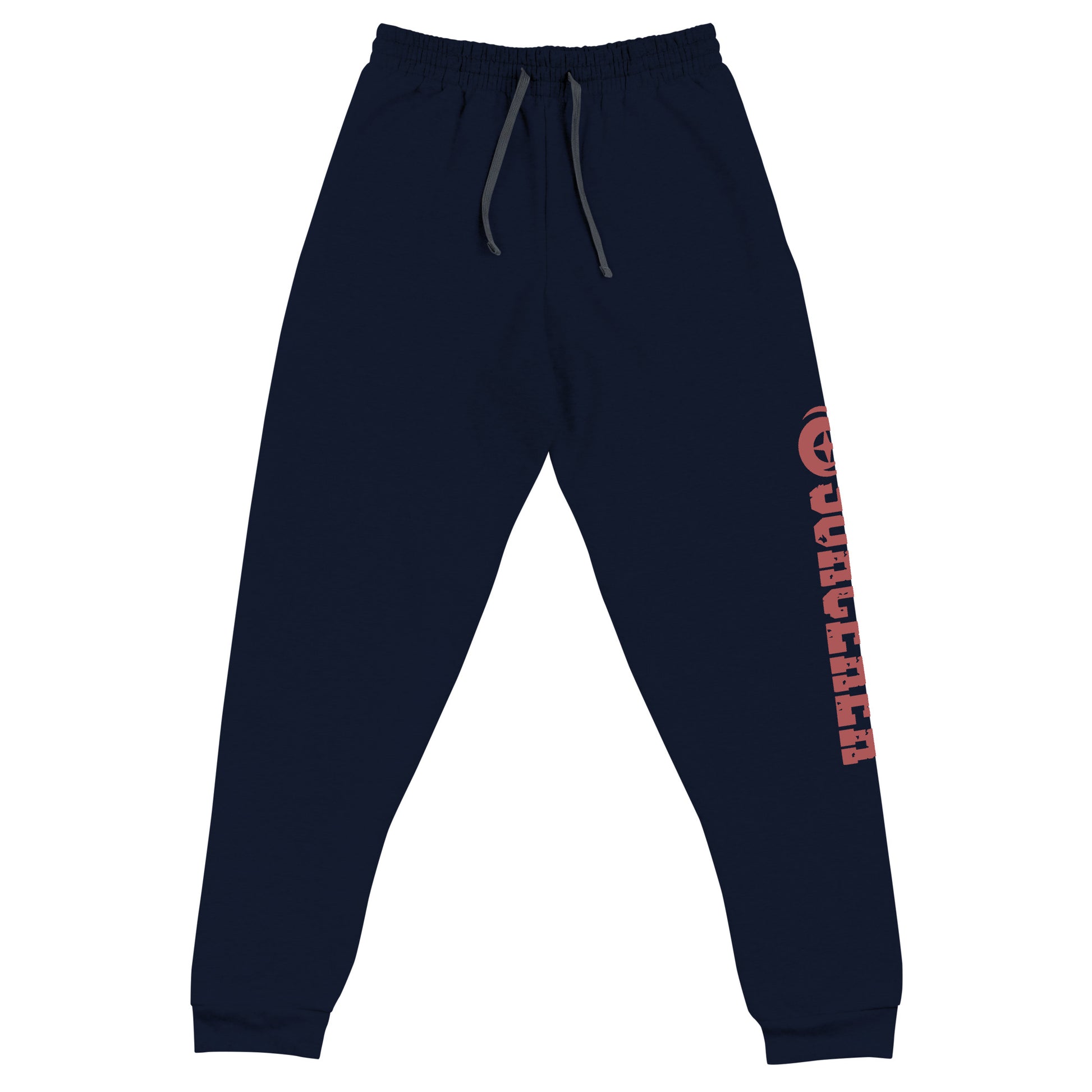 uxurious blend of 60% cotton and 40% polyester pre-shrunk fleece, featuring a soft and durable fabric weight of 7.2 oz/yd² (244 g/m²). Designed with a tapered fit, lower rise in the front, and longer rise in the back for optimal movement. Includes an elastic waistband with external drawcord for a customizable fit, 1×1 rib cuffs with spandex for stretch and recovery, and stylish side pockets. The joggers are adorned with a bold 'sorcerer' graphic on the left leg