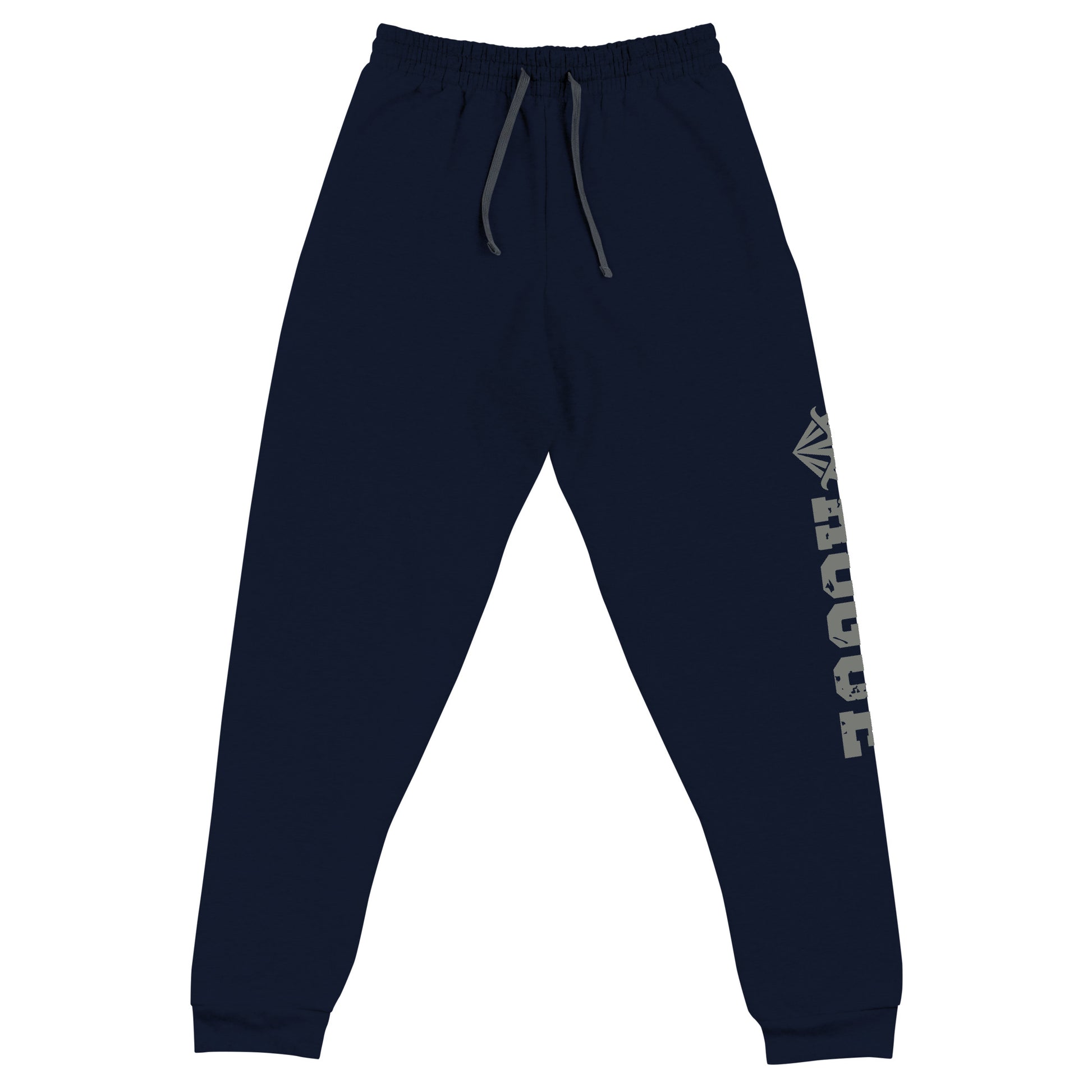 dnd rogue joggers crafted from a luxurious blend of 60% cotton and 40% polyester pre-shrunk fleece, featuring a soft and durable fabric weight of 7.2 oz/yd² (244 g/m²). Designed with a tapered fit, lower rise in the front, and longer rise in the back for optimal movement. Includes an elastic waistband with external drawcord for a customizable fit, 1×1 rib cuffs with spandex for stretch and recovery, and stylish side pockets. The joggers are adorned with a bold 'rogue' graphic on the left leg