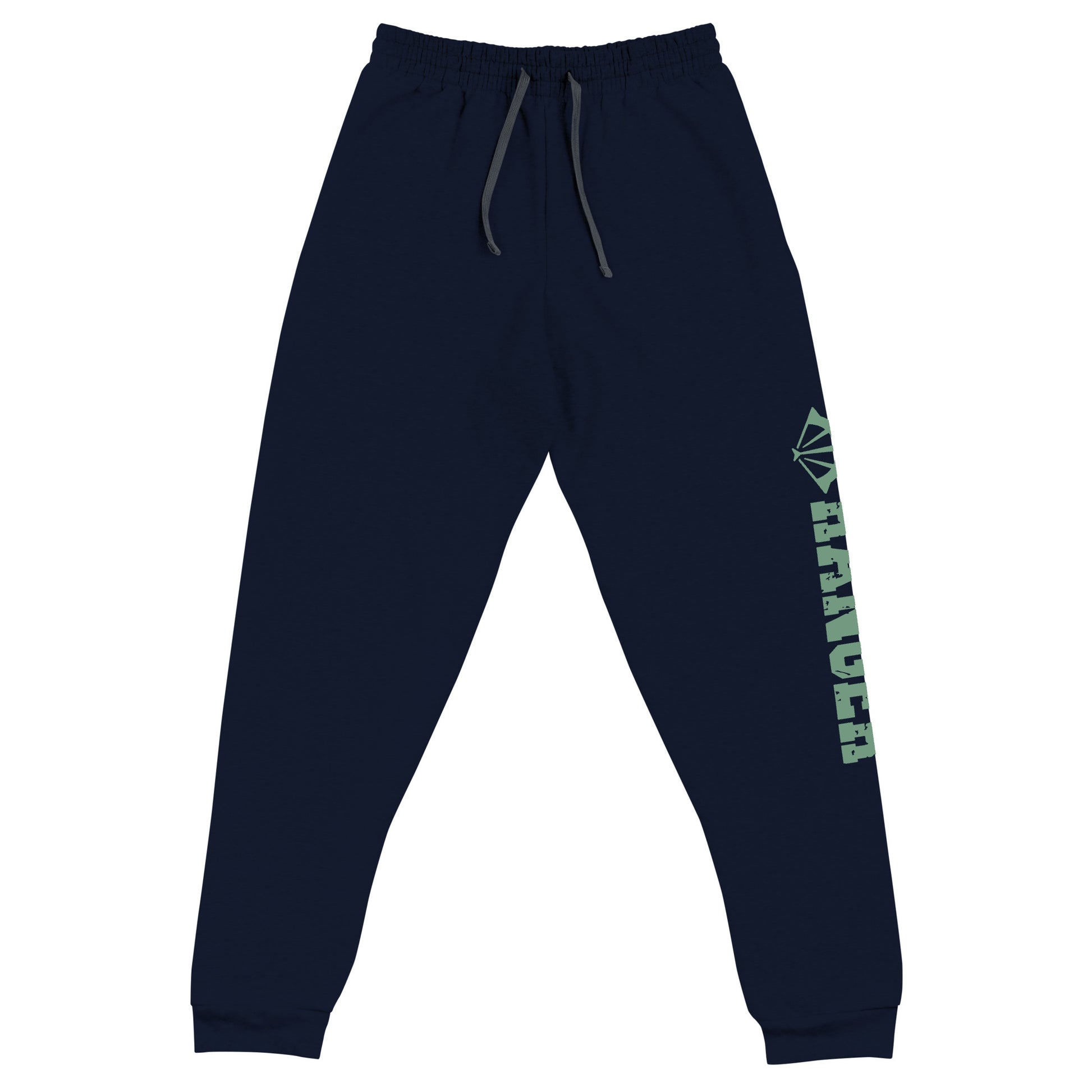 dnd ranger joggers crafted from a luxurious blend of 60% cotton and 40% polyester pre-shrunk fleece, featuring a soft and durable fabric weight of 7.2 oz/yd² (244 g/m²). Designed with a tapered fit, lower rise in the front, and longer rise in the back for optimal movement. Includes an elastic waistband with external drawcord for a customizable fit, 1×1 rib cuffs with spandex for stretch and recovery, and stylish side pockets. The joggers are adorned with a bold 'ranger' graphic on the left leg