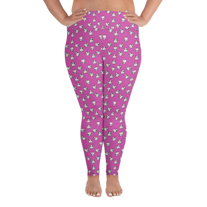 All-over-print leggings featuring adorable baby owlbears, crafted from a blend of 82% polyester and 18% spandex. Designed with four-way stretch fabric for flexible movement, raised waistband for a secure fit, and precision-cut and hand-sewn details. Perfect for lounging or active wear, these whimsical leggings combine playful style with comfort.