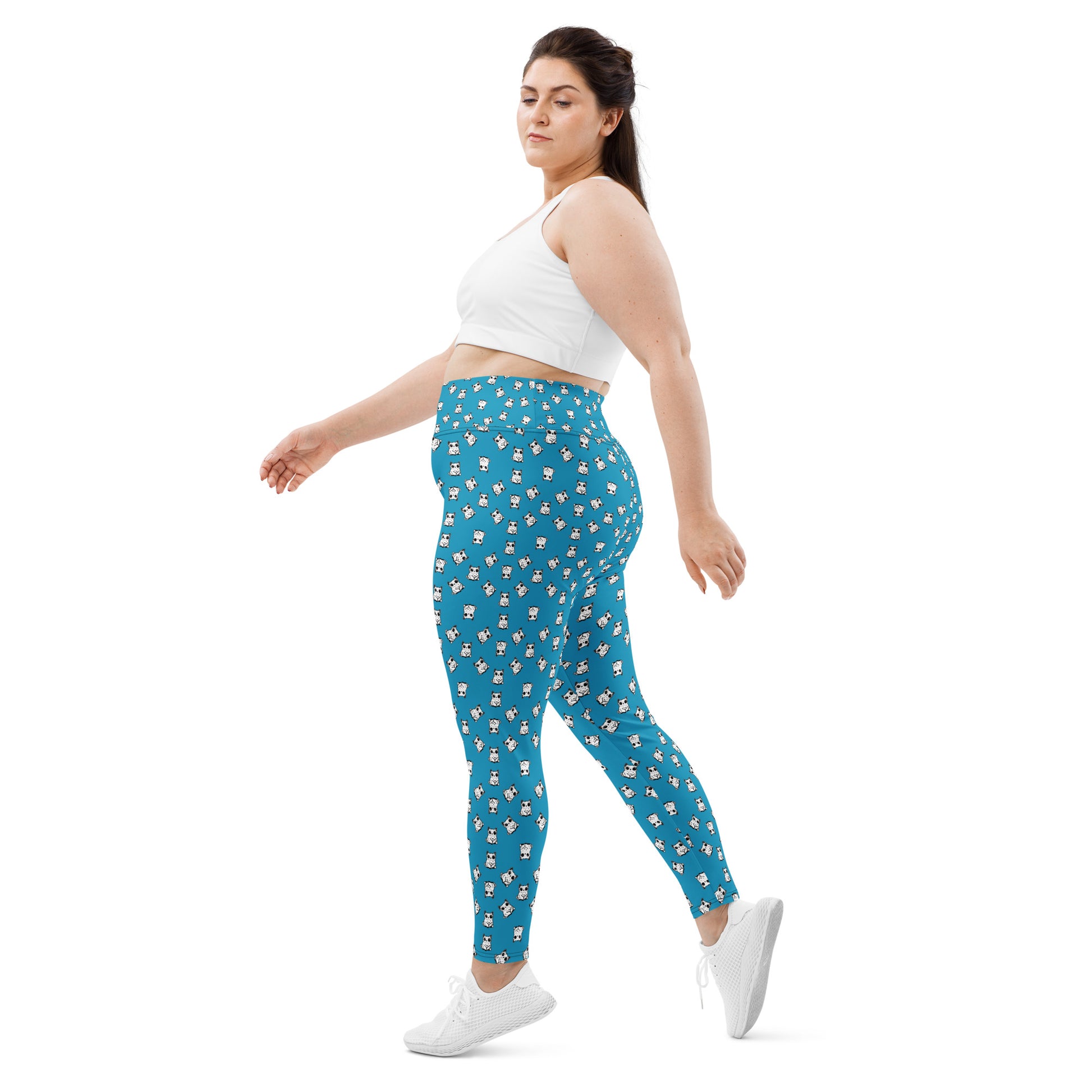 All-over-print leggings featuring adorable baby owlbears, crafted from a blend of 82% polyester and 18% spandex. Designed with four-way stretch fabric for flexible movement, raised waistband for a secure fit, and precision-cut and hand-sewn details. Perfect for lounging or active wear, these whimsical leggings combine playful style with comfort.
